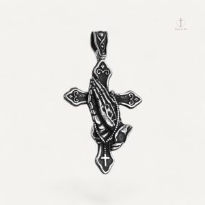 Pendentif Main Prière en croix, symbole de spiritualité