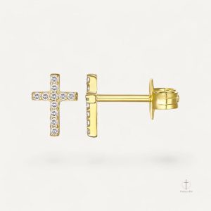 Piercing croix en zirconium avec cristaux scintillants