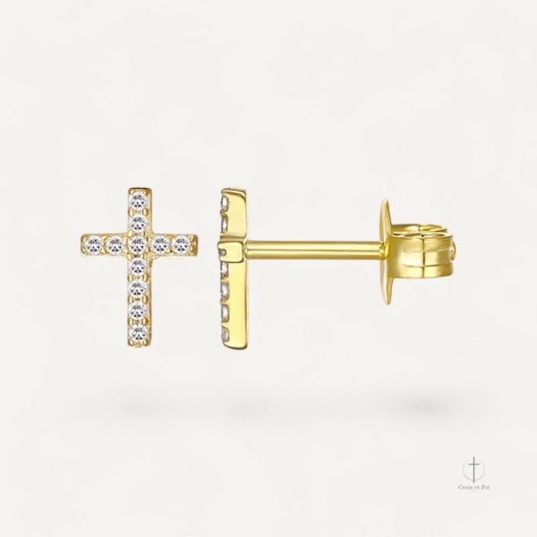 Piercing croix en zirconium avec cristaux scintillants